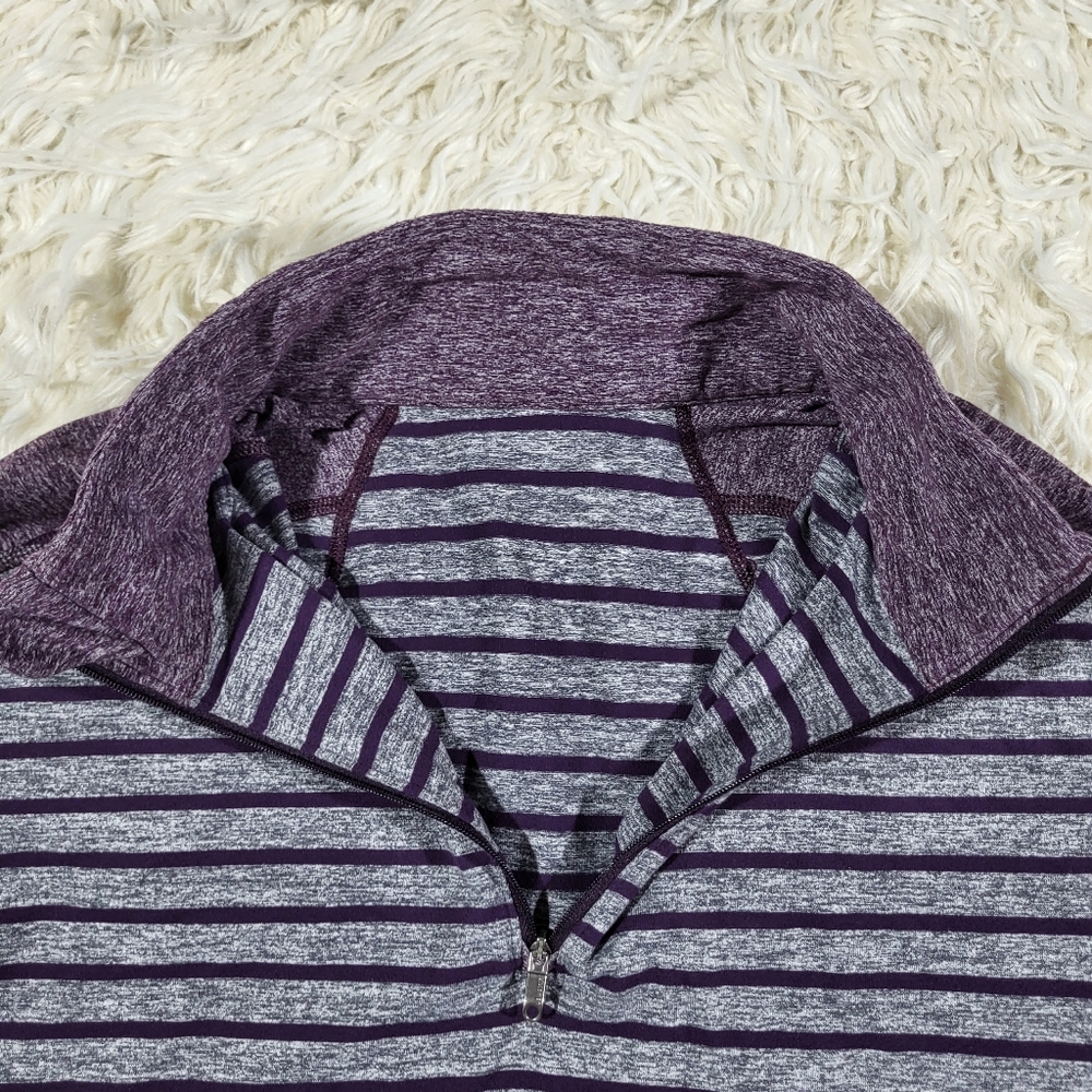 Lululemon Surge Warm 1/4 Zip Pullover Yachtie Stripe Heathered Grey Purple Large - Picture 8 of 16